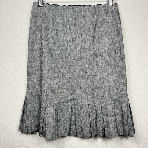 Women’s Gray Linen Blend Sz 7 Knee Length Pencil Trumpet Skirt Corpcore Office - Picture 1 of 11